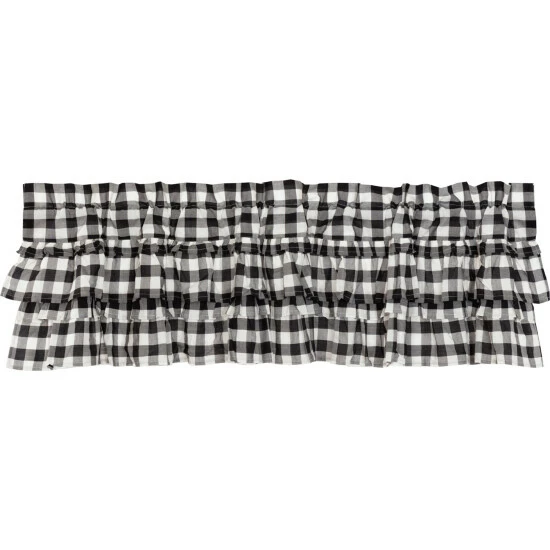Outlet β VHC Brands Annie Buffalo Check Ruffled Valance Country Black/soft White π - Image 4