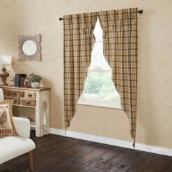 Cheap 🤩 VHC Brands Cider Mill Plaid Prairie Long Panel Set Of 2 84x36x18 🧨