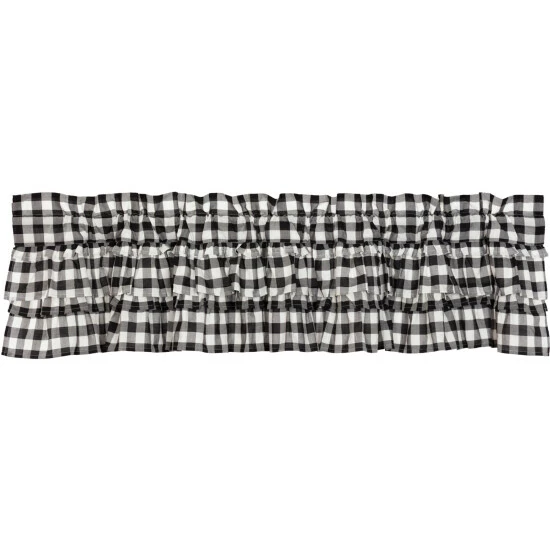 Outlet β VHC Brands Annie Buffalo Check Ruffled Valance Country Black/soft White π - Image 6