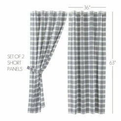 Best deal 🔔 VHC Brands Sawyer Mill Black Plaid Short Panel Set Of 2 63x36 😀