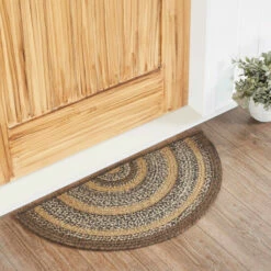 Discount 🎁 VHC Brands Espresso Jute Rug Half Circle W/ Pad 16.5x33 😉