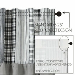 New 🔥 VHC Brands Sawyer Mill Black Panel With Attached Patchwork Valance Set Of 2 84x40 ⌛