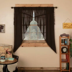 Coupon 𧨠VHC Brands Farmhouse Curtains VHC Cotton Burlap Short Prairie Panel Pair Rod Pocket Cotton Solid Color - Prairie Panel 63x36 Vintage Tan π―