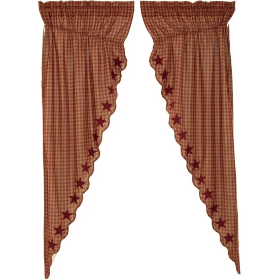 Cheapest π VHC Brands Burgundy Star Scalloped Prairie Long Panel Set Of 2 84x36x18 - Prairie Panel 84x36 𧨠- Image 2