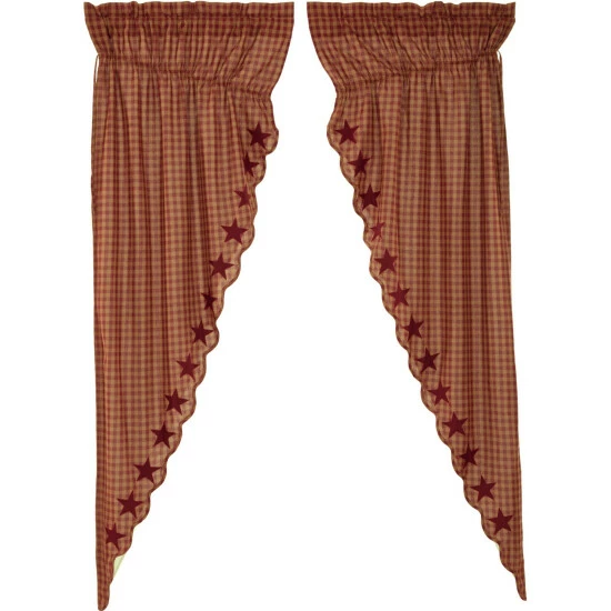 Cheapest π VHC Brands Burgundy Star Scalloped Prairie Long Panel Set Of 2 84x36x18 - Prairie Panel 84x36 𧨠- Image 4