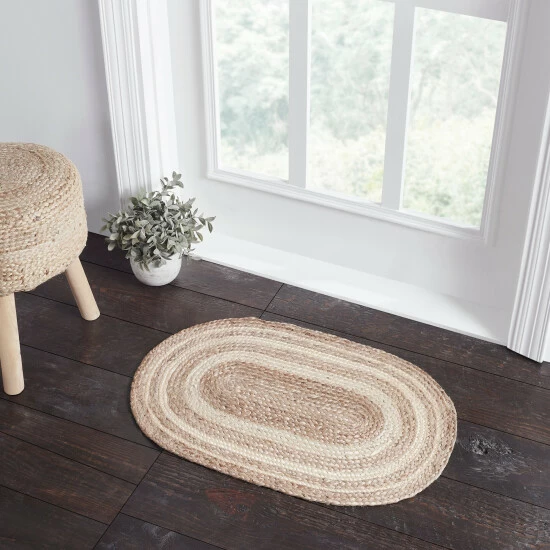 Hot Sale π VHC Brands Natural & Creme Jute Rug Oval W/ Pad 20x30 - 3'6" π₯°