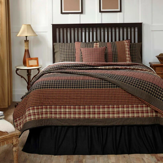Cheapest π VHC Brands Red Rustic Bedding VHC Beckham Quilt Cotton Striped Patchwork Rust/khaki/soft Black β - Image 4