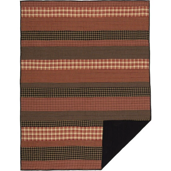 Cheapest π VHC Brands Red Rustic Bedding VHC Beckham Quilt Cotton Striped Patchwork Rust/khaki/soft Black β - Image 5