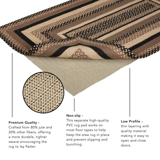 Best Pirce π VHC Brands Cobblestone Jute Rug Rect W/ Pad 27x48 - 27" X 48" Rectangle 𧨠- Image 5