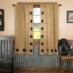 Best reviews of π VHC Brands Burlap With Stencil Stars Short Panel Set - Short Panel 63x36 Natural/country Black βοΈ