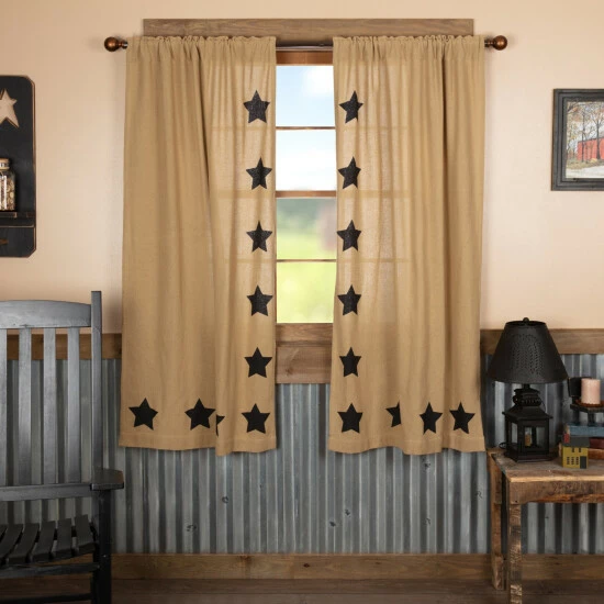 Best reviews of π VHC Brands Burlap With Stencil Stars Short Panel Set - Short Panel 63x36 Natural/country Black βοΈ