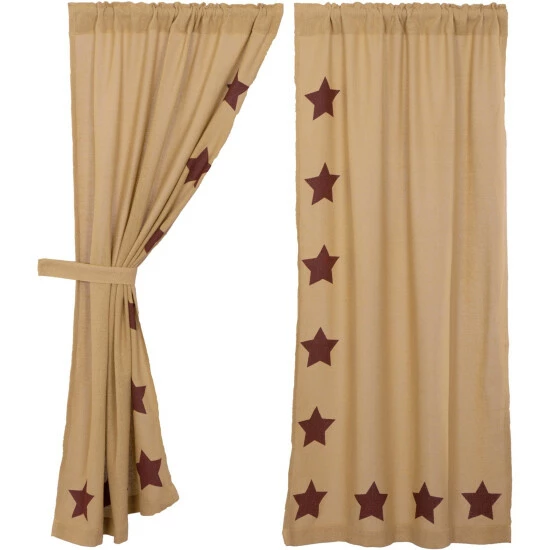 Best reviews of π VHC Brands Burlap With Stencil Stars Short Panel Set - Short Panel 63x36 Natural/country Black βοΈ - Image 4