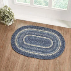 Discount ⌛ VHC Brands Great Falls Blue Jute Rug Oval W/ Pad 20x30 - 20x30 ✨
