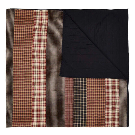Cheapest π VHC Brands Red Rustic Bedding VHC Beckham Quilt Cotton Striped Patchwork Rust/khaki/soft Black β - Image 7