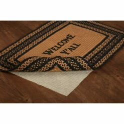 Best Pirce 🎉 VHC Brands Farmhouse Jute Rug Rect Stencil Welcome Y'all W/ Pad 20x30 - 20" X 30" 💯