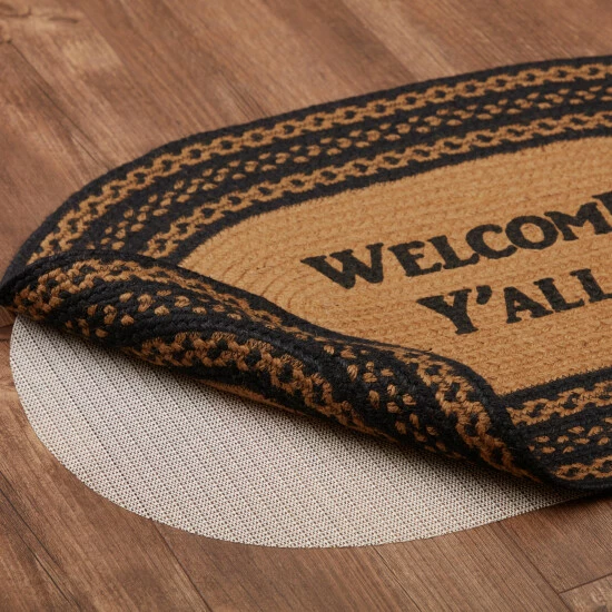 Hot Sale π VHC Brands Farmhouse Jute Rug Oval Stencil Welcome Y'all W/ Pad 20x30 - 20" X 30" β¨ - Image 2