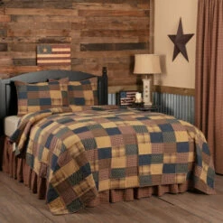 Hot Sale π VHC Brands Red Primitive Bedding Patriotic Quilt Set Cotton Patchwork βοΈ