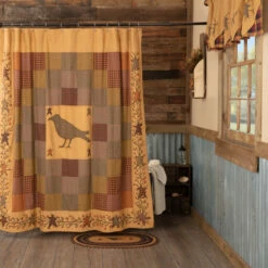 Best Sale 👍 VHC Brands Heritage Farms Applique Crow And Star Shower Curtain 72x72 😉