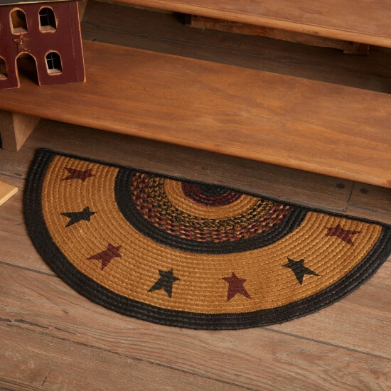 Wholesale π VHC Brands Heritage Farms Star Jute Rug Half Circle W/ Pad 16.5x33 - 16.5" X 33" β