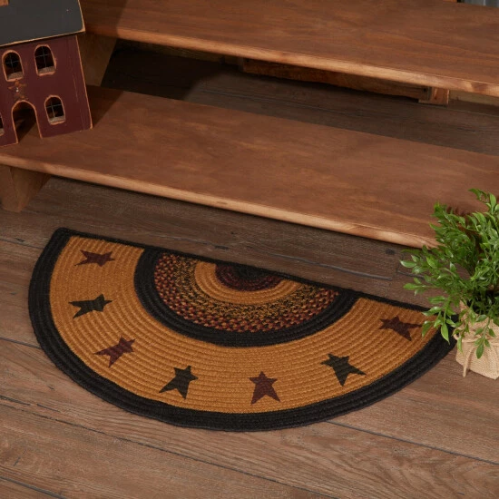 Wholesale π VHC Brands Heritage Farms Star Jute Rug Half Circle W/ Pad 16.5x33 - 16.5" X 33" β - Image 3