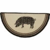 New ⌛ VHC Brands Sawyer Mill Charcoal Pig Jute Rug Half Circle W/ Pad 16.5x33 😍