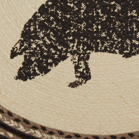 New β VHC Brands Sawyer Mill Charcoal Pig Jute Rug Half Circle W/ Pad 16.5x33 π - Image 3