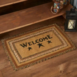 Flash Sale 💯 VHC Brands Kettle Grove Jute Rug Rect Stencil Welcome W/ Pad 20x30 - 20" X 30" 😍