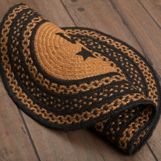 New π VHC Brands Farmhouse Jute Rug Oval Stencil Stars Welcome W/ Pad 20x30 - 20" X 30" π― - Image 4