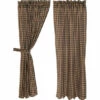 New 🤩 VHC Brands Primitive Curtains VHC Burgundy Check Short Panel 63x36 - Short Panel 63x36 Burgundy/dark Tan 🌟