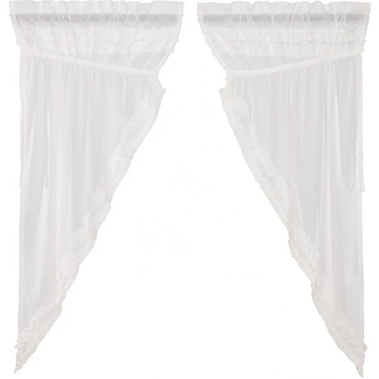 Cheapest βοΈ VHC Brands White Ruffled Sheer Petticoat Prairie Short Panel Set Of 2 63x36x18 - Prairie Panel 63x36 π - Image 3