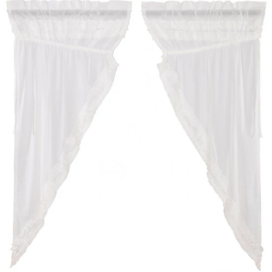 Cheapest βοΈ VHC Brands White Ruffled Sheer Petticoat Prairie Short Panel Set Of 2 63x36x18 - Prairie Panel 63x36 π - Image 6