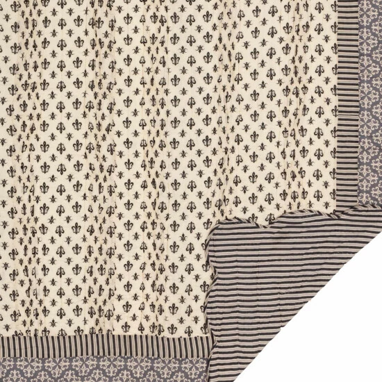 Best deal π VHC Brands Black Farmhouse Bedding VHC Elysee Quilt Cotton Fleur-De-Lis Patchwork Creme/raven/charcoal Grey βοΈ - Image 4