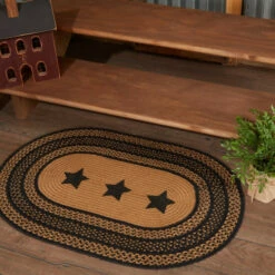 Cheap 😀 VHC Brands Farmhouse Jute Rug Oval Stencil Stars W/ Pad 24x36 - 2' X 3' Oval 👍