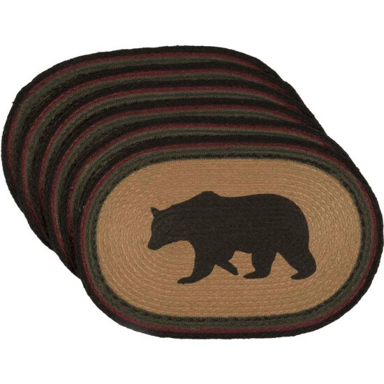 Best Pirce π VHC Brands Wyatt Stenciled Bear Jute Placemat Oval Set Of 6 12x18 - Placemat 12x18 π― - Image 2
