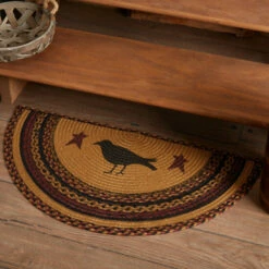 New 😉 VHC Brands Heritage Farms Crow Jute Rug Half Circle W/ Pad 16.5x33 - 16.5" X 33" 🧨