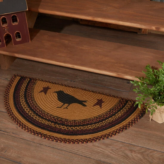 New π VHC Brands Heritage Farms Crow Jute Rug Half Circle W/ Pad 16.5x33 - 16.5" X 33" 𧨠- Image 2