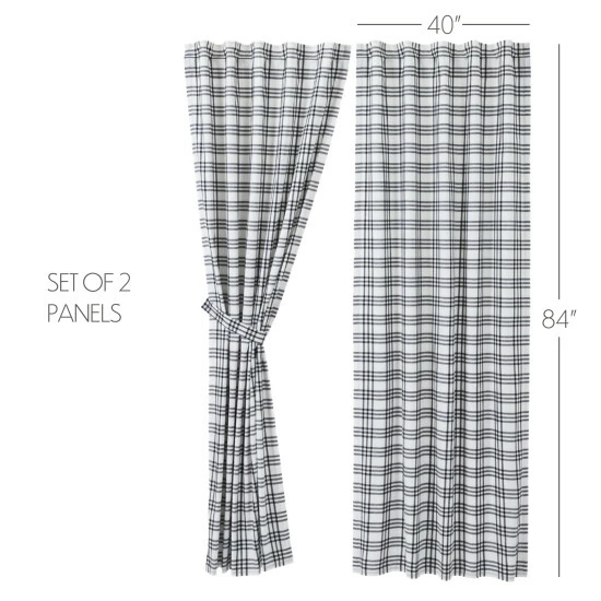 Best Pirce π₯ VHC Brands Sawyer Mill Black Plaid Panel Set Of 2 84x40 βοΈ - Image 2