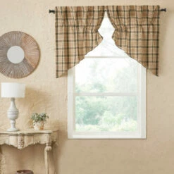 Buy 🧨 VHC Brands Cider Mill Plaid Prairie Swag Set Of 2 36x36x18 🌟