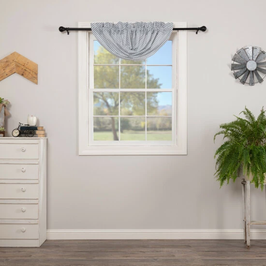 Top 10 π VHC Brands Sawyer Mill Ticking Stripe Balloon Valance - Balloon Valance 60x15 - Balloon Valance 60x15 Dark Creme/coal Black π₯