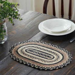 Brand new π VHC Brands Sawyer Mill Charcoal Creme Jute Oval Placemat 10x15 π₯°