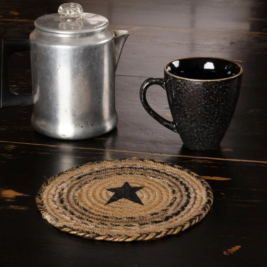 New βοΈ VHC Brands Kettle Grove Jute Trivet Stencil Star 8 - Trivet 8 π