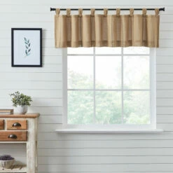 Cheap 😀 VHC Brands Stitched Burlap Natural Valance 16x72 - M ⭐