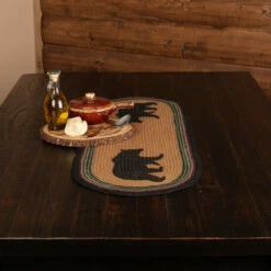 Brand new βοΈ VHC Brands Wyatt Bear Stenciled Jute Runner Dark Tan/ink Black/army Green β