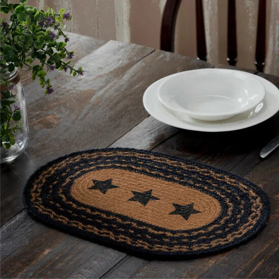 Cheap ✔️ VHC Brands Farmhouse Jute Placemat Stencil Stars 12x18 ❤️
