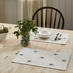 Best deal 👍 VHC Brands Embroidered Bee Placemat Set Of 6 12x18 😍