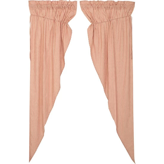 Budget π VHC Brands Sawyer Mill Ticking Stripe Long Prairie Panel Set - Prairie Panel 84x36 - Prairie Panel 84x36 Country Red/dark Tan βοΈ - Image 3