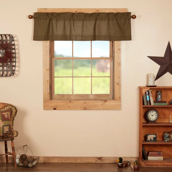 Hot Sale β¨ VHC Brands Tea Cabin Green Plaid Valance 16x60 π
