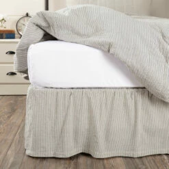 Promo 𧨠VHC Brands Hatteras Seersucker Blue Ticking Stripe Bed π Skirt π