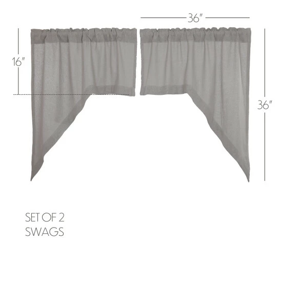 Cheapest π VHC Brands Burlap Dove Grey Swag Set Of 2 36x36x16 β - Image 4
