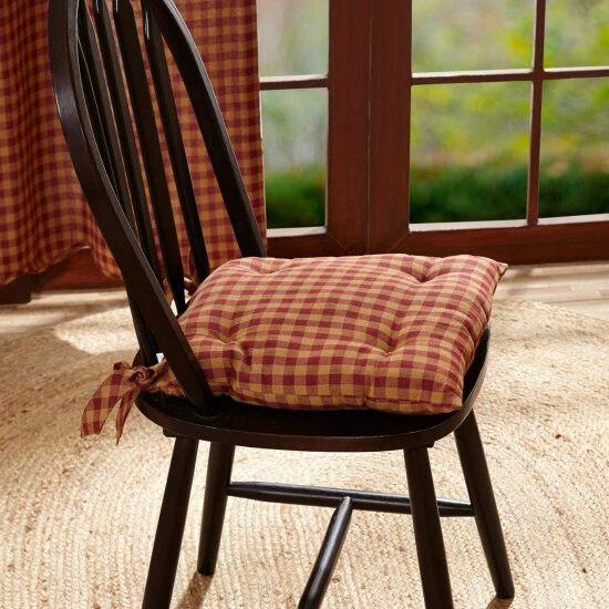 Cheap β¨ VHC Brands Burgundy Check Chair Pad π - Image 2